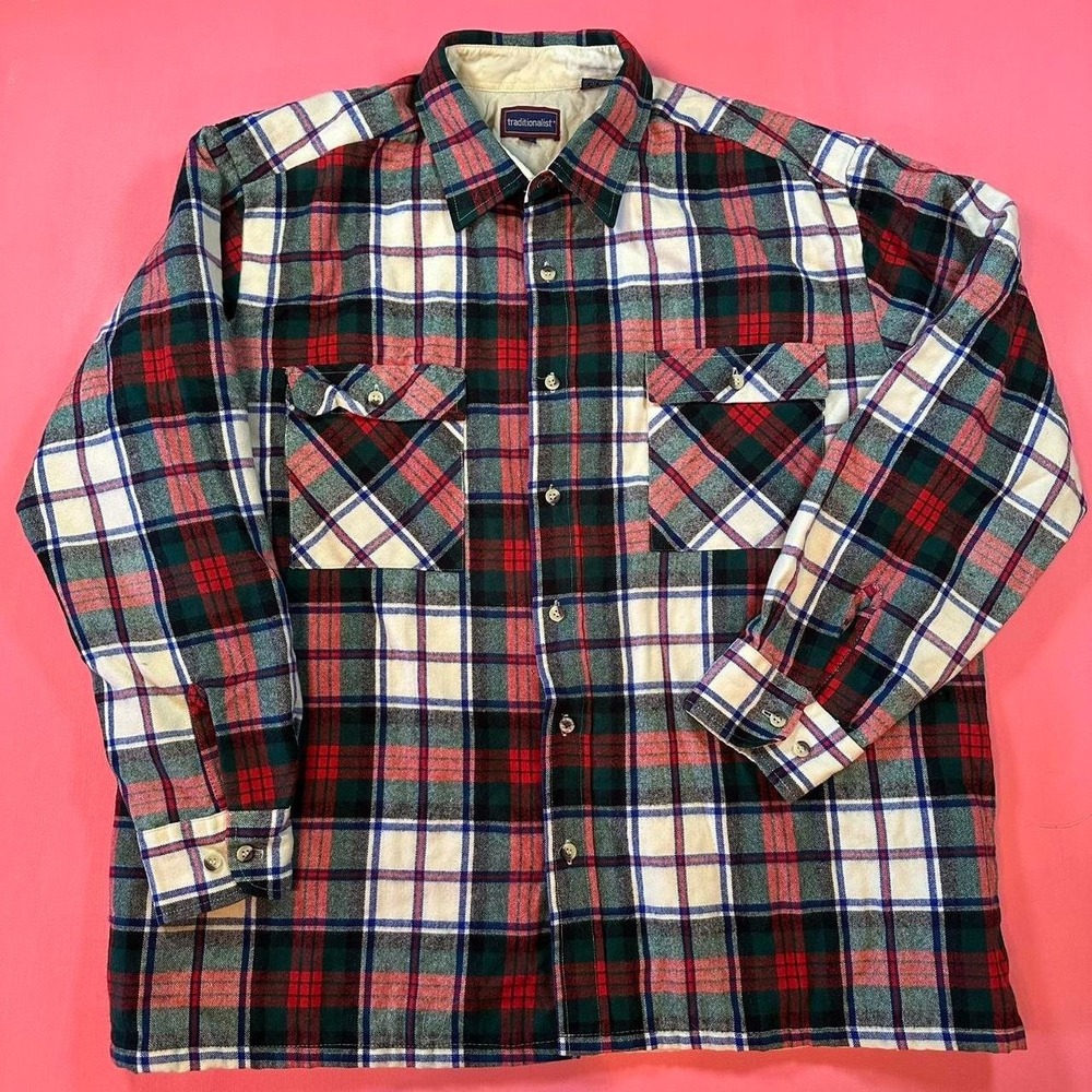 Vintage 1990s double lined flannel medium weight warm button up vintage flannel